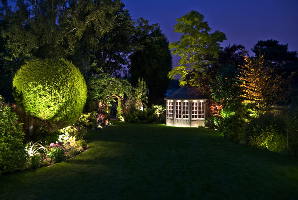 oświetlony ogród